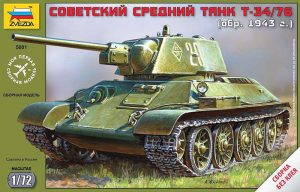 ZVEZDA 1/72 T-34/76 Soviet Tank (Snap Kit)