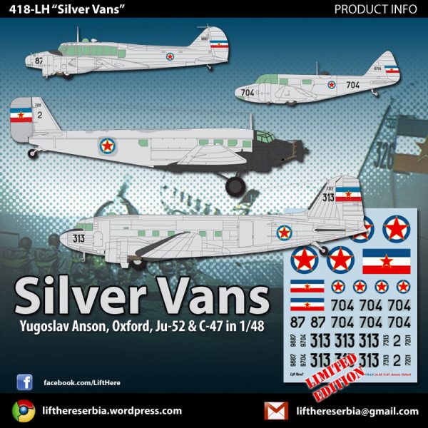 LIFT HERE!  “Silver Vans”, Yugoslav Anson, Oxford, Ju-52 & C-47 1/48