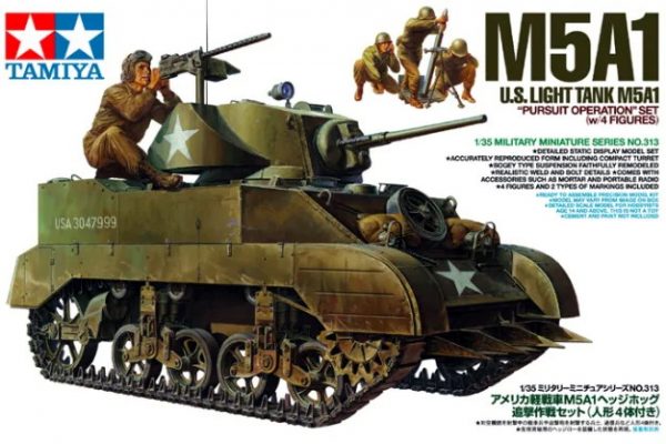 TAMIYA 1/35 U.S. Light Tank M5A1 "Pursuit Operation" (w/4 Figures)