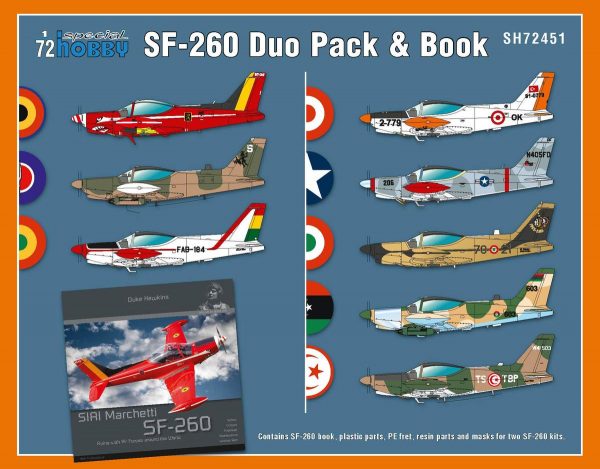 SPECIAL HOBBY 1/72 SIAI-Marchetti SF-260 Duo Pack & Book — Limited Edition