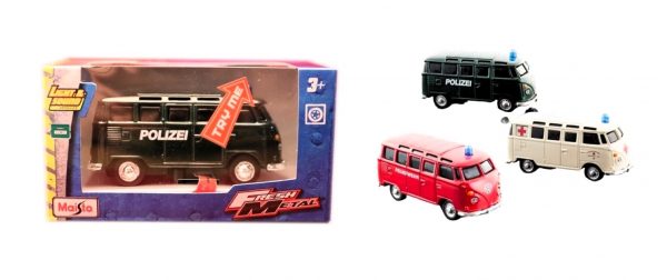 MAISTO 1/32 VW T1 Polizei Licht und Sound 12cm (zeleni)