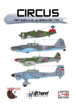 LIFT HERE! Circus, Fiat G.50, Il-2, Ju-87B & Spitfire IX in 1/48