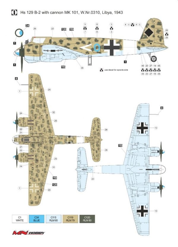 MN HOBBY 1/48 Henschel Hs 129B-2 with Cannon MK 101 & MK 103 - Slika 2