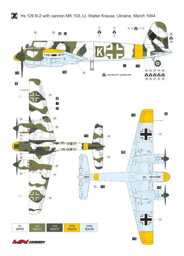 MN HOBBY 1/48 Henschel Hs 129B-2 with Cannon MK 101 & MK 103 - Slika 3