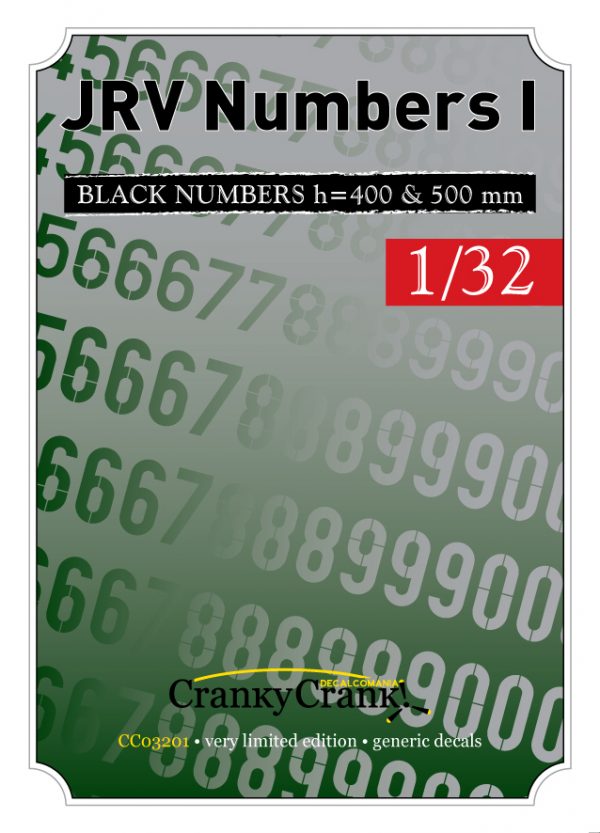 CRANKY CRANK! JRV Numbers I, Black Numbers h=400 & 500 mm in 1/32