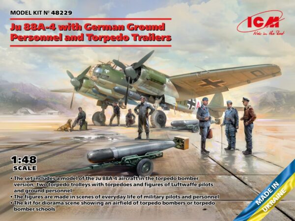 ICM 1/48 Ju 88A-4 with German Ground Personnel and Torpedo Trailers - Slika 3
